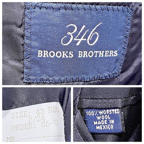 Brooks Brothers 346 Gold Metal Button Hopsack Blazer Navy Blue Wool Mens 43R - Picture 9 of 9